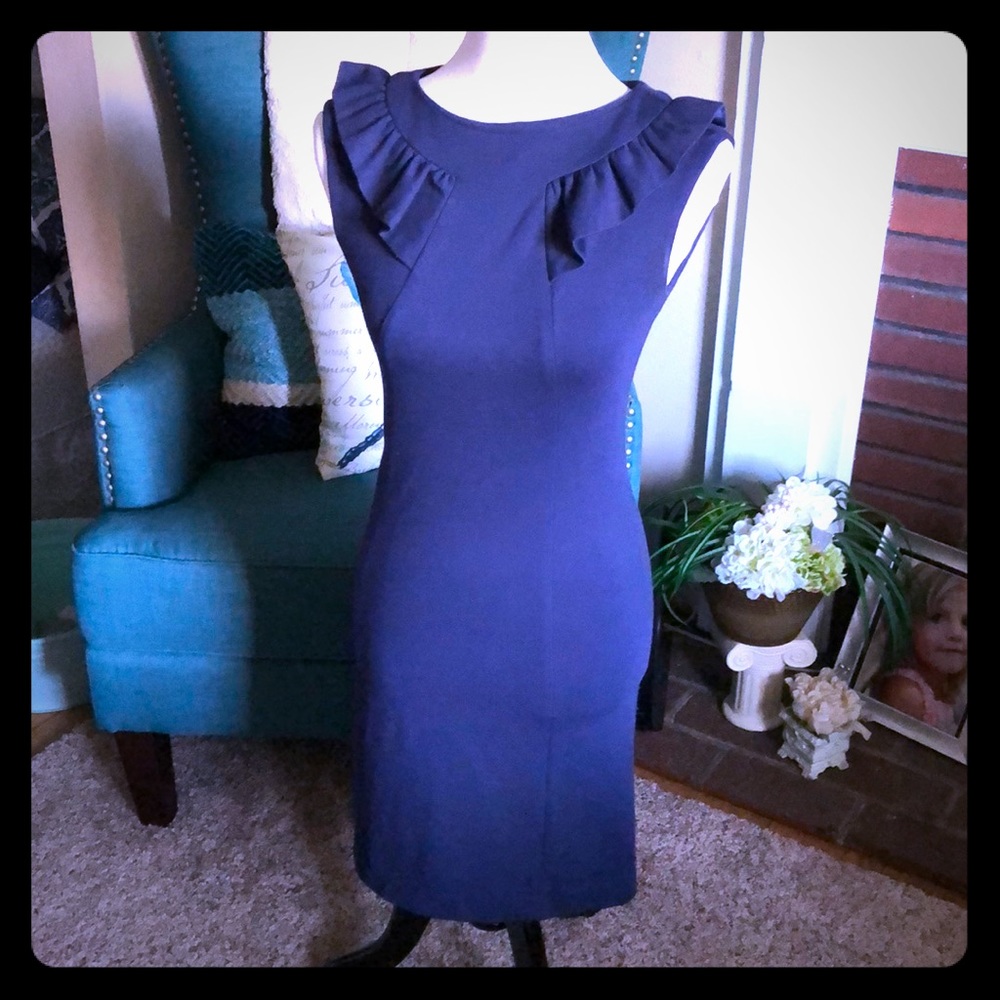Banana Republic Petite Navy Blue ruffle detail